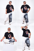 Meditating Sage "Lost In Silence" Oversized Graphic Black Tee